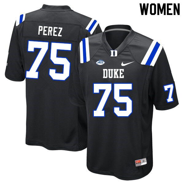 Women #75 Calib Perez Duke Blue Devils College Football Jerseys Sale-Black